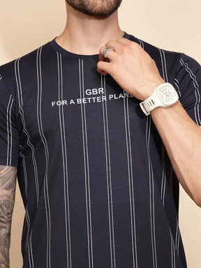 Navy Blue Viscose Blend Regular Fit Shorts Set For Men - Global Republic