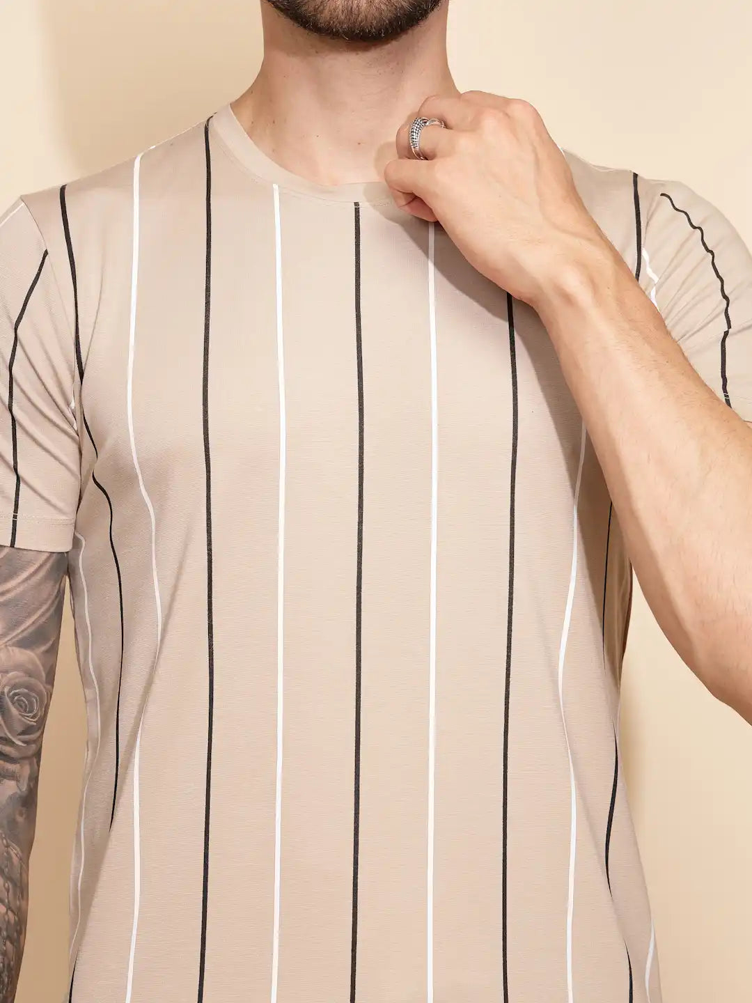 Brown Viscose Blend Regular Fit Shorts Set For Men