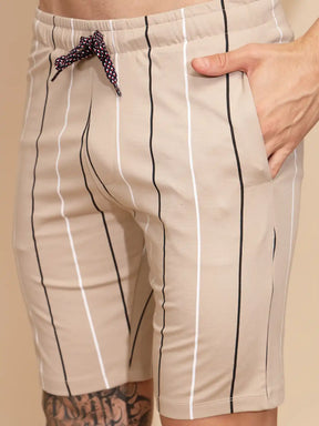 Brown Viscose Blend Regular Fit Shorts Set For Men
