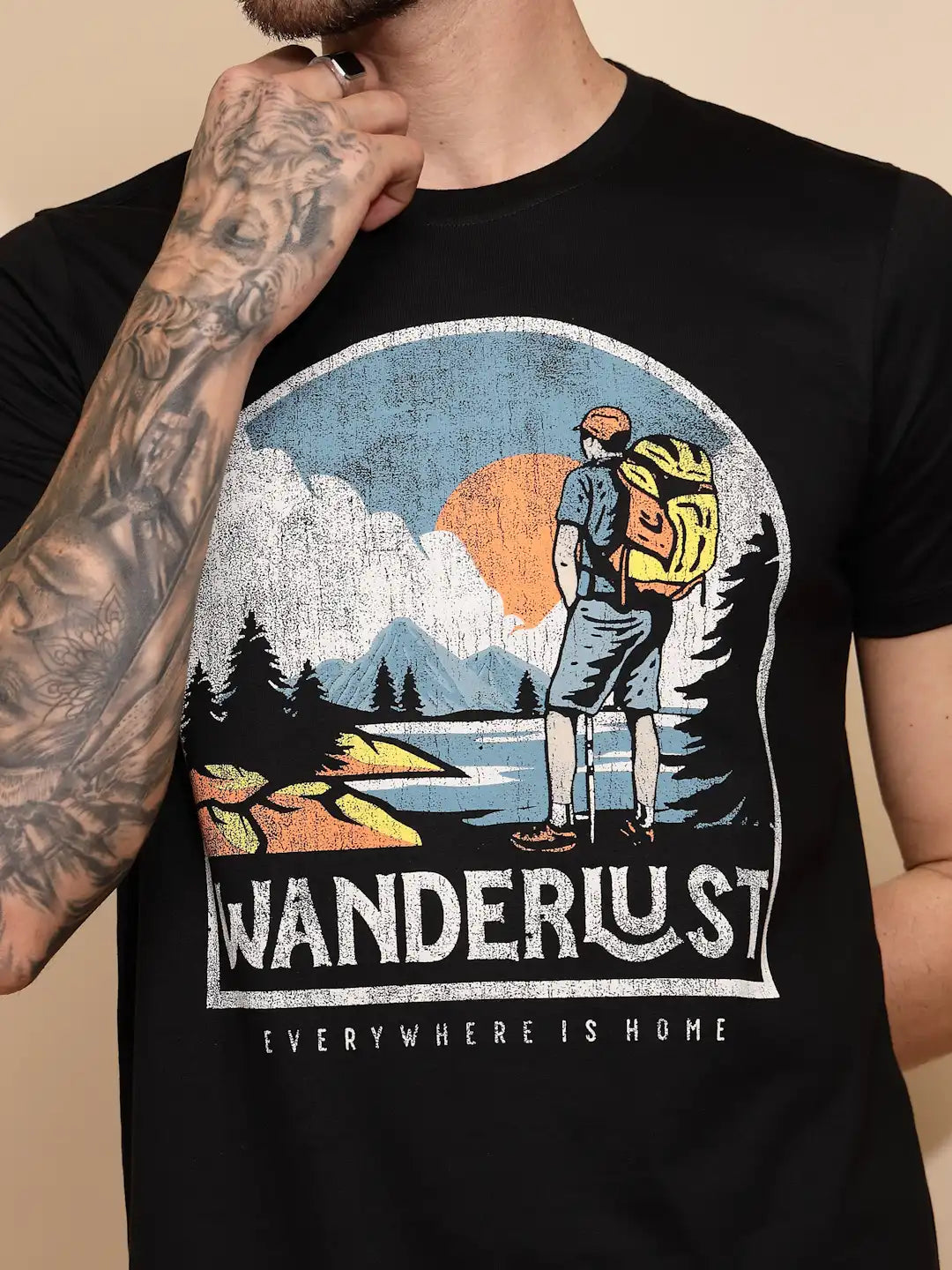 Black Printed Cotton T-Shirt - Global Republic