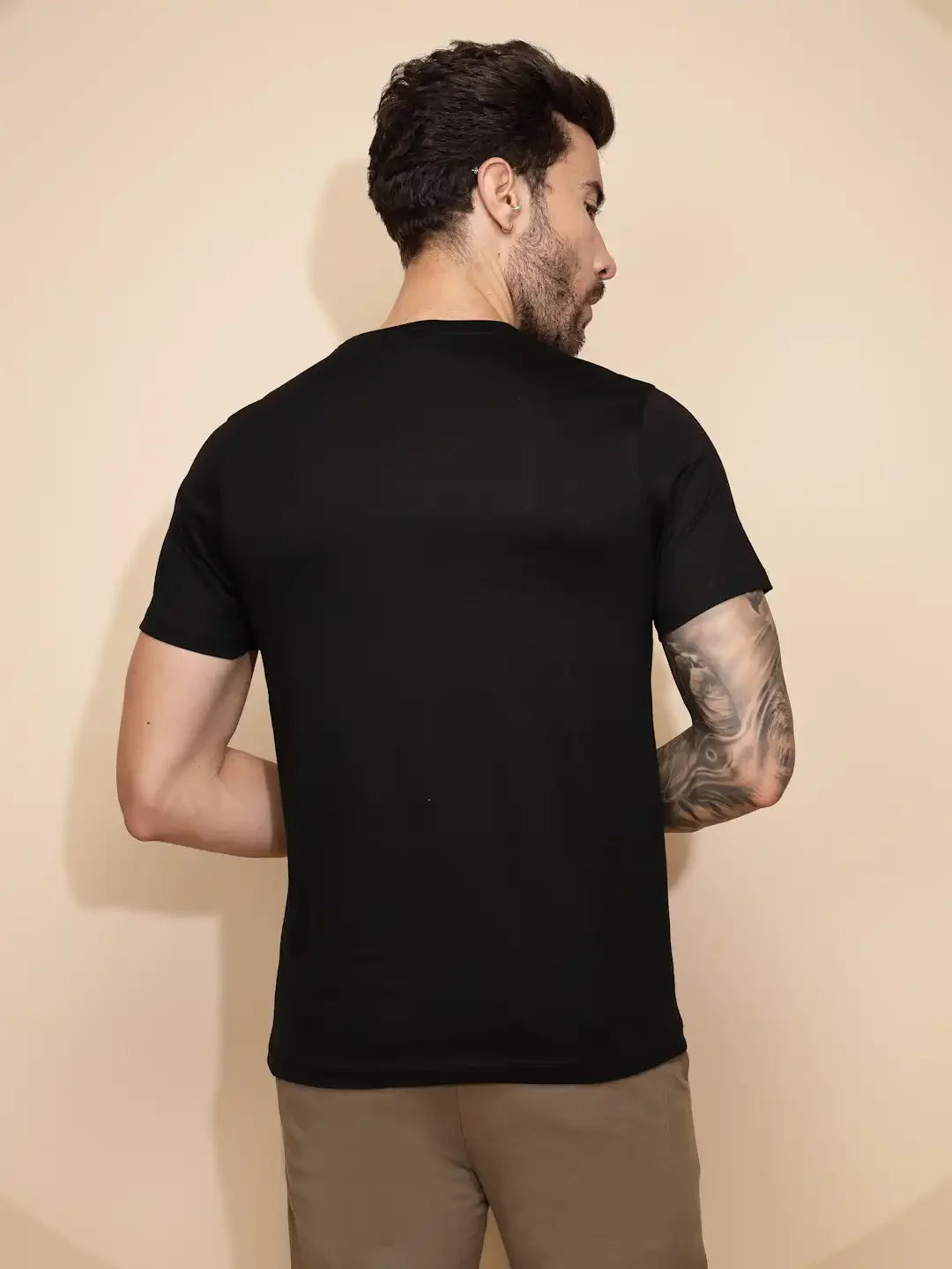 Black Printed Cotton T-Shirt - Global Republic
