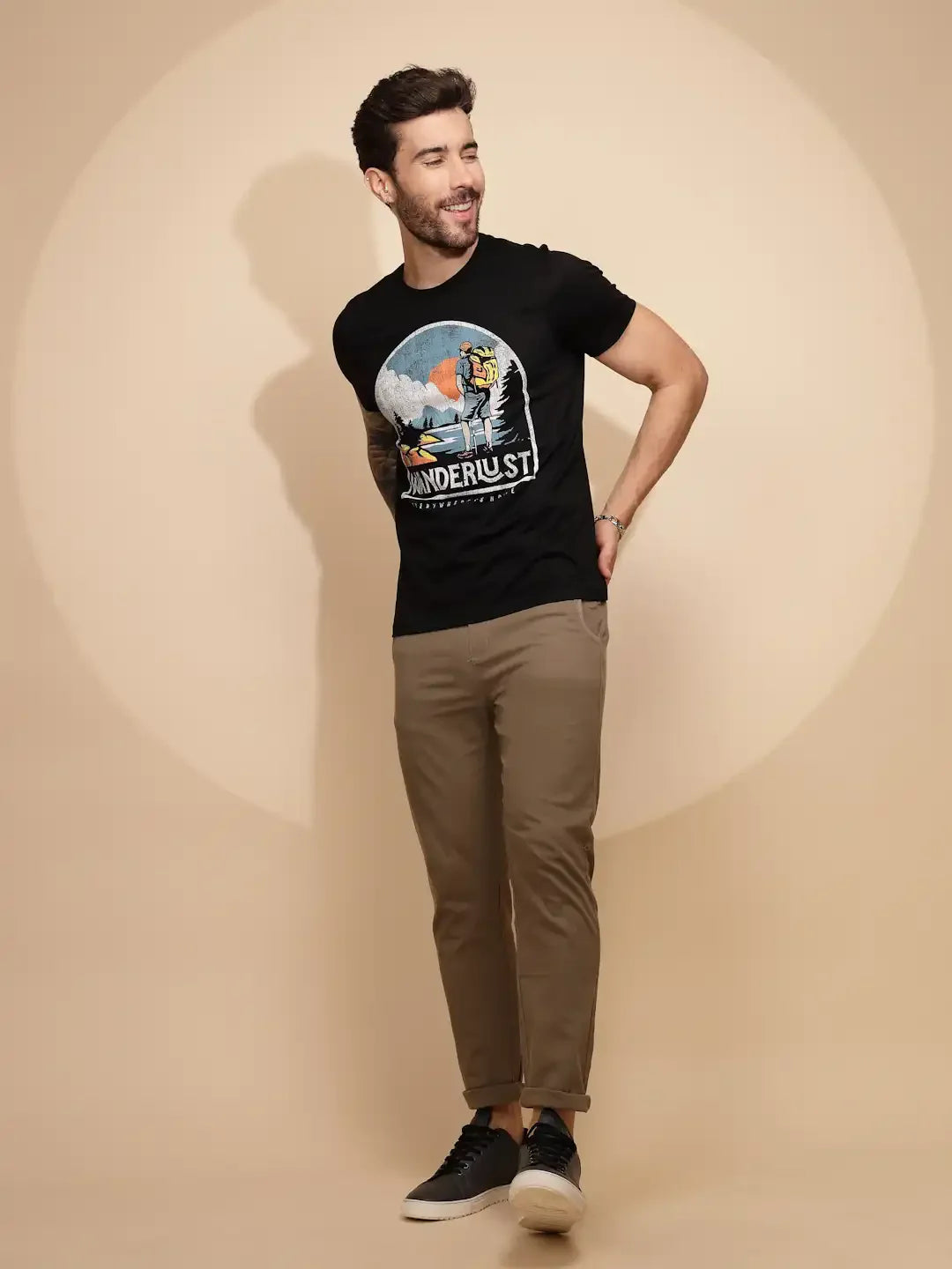 Black Printed Cotton T-Shirt - Global Republic