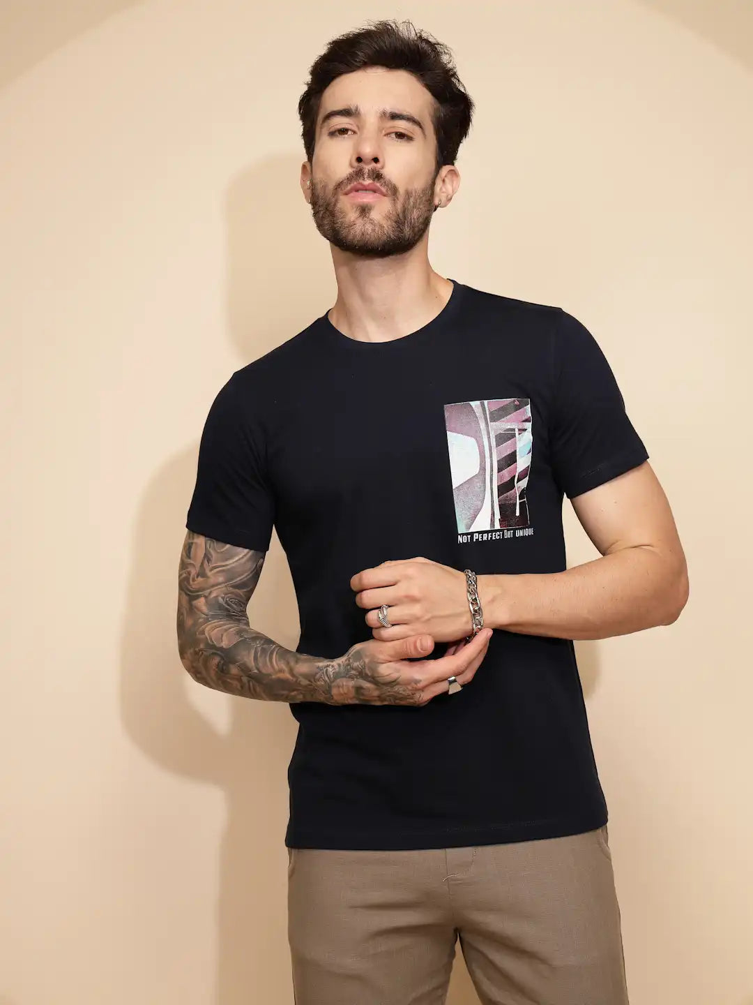 Blue Cotton Regular Fit T-Shirt - Global Republic