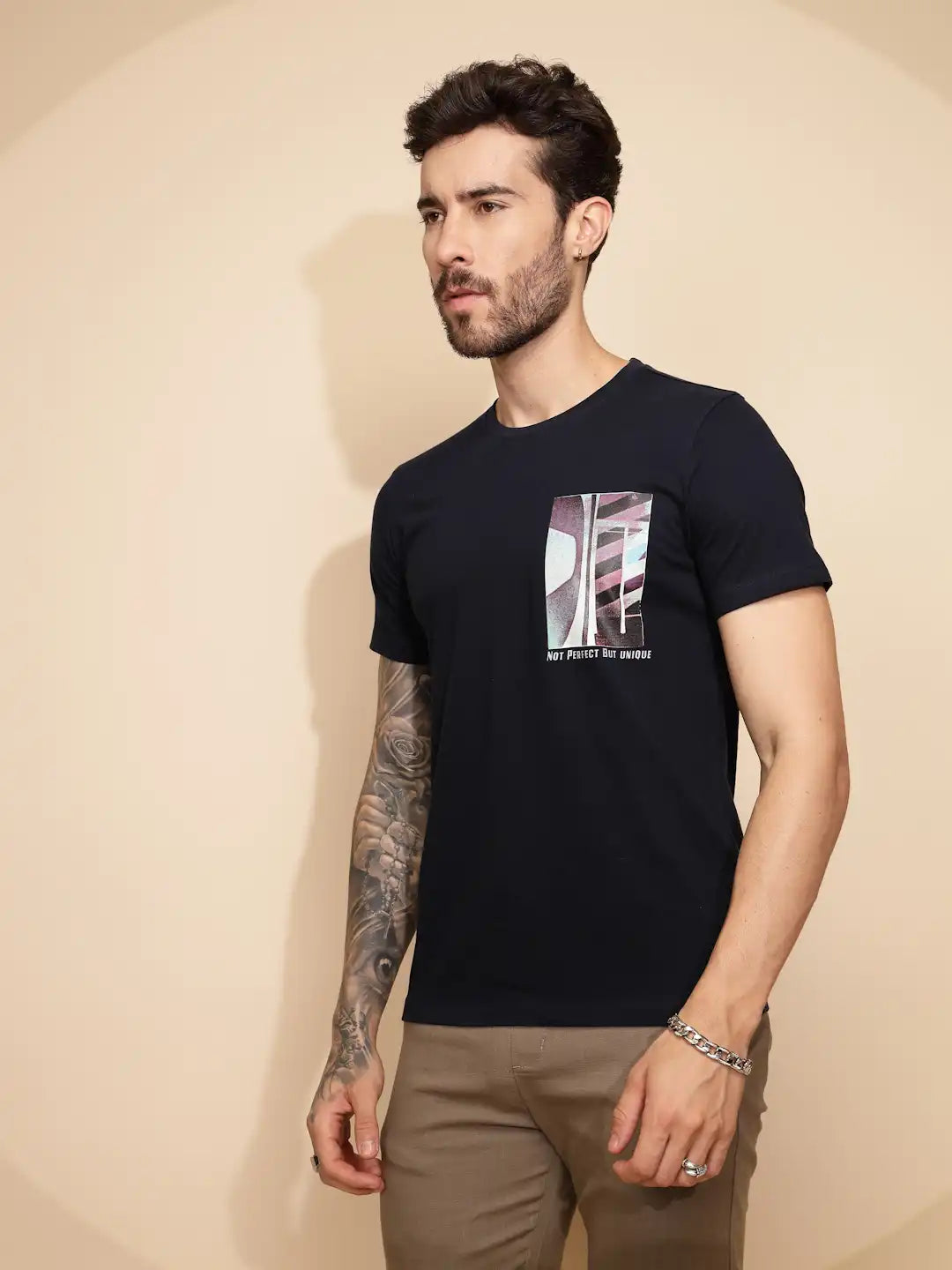 Blue Cotton Regular Fit T-Shirt - Global Republic