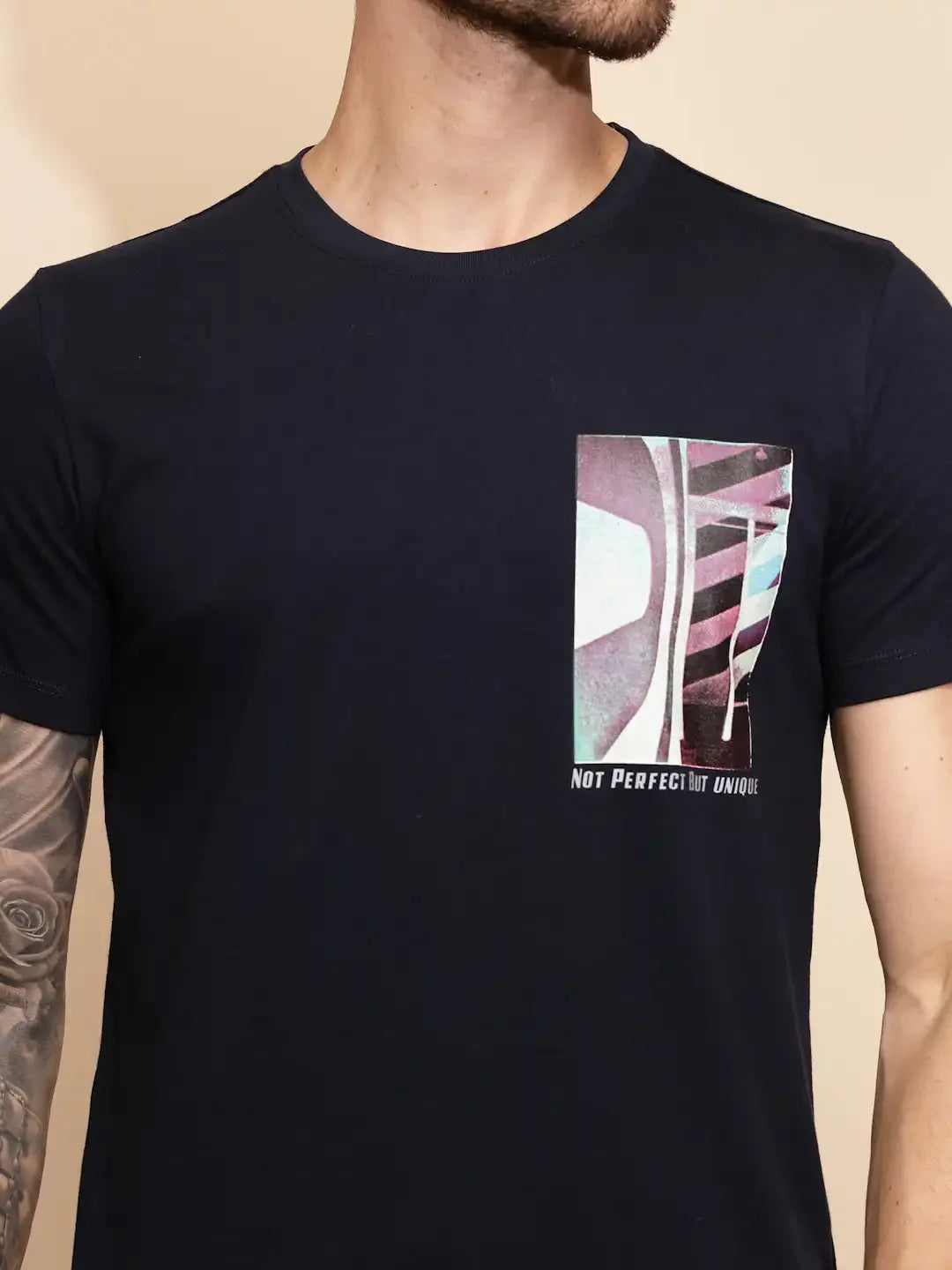 Blue Cotton Regular Fit T-Shirt - Global Republic
