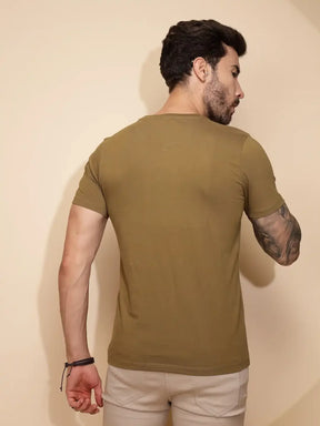 Ochre Nature Cotton Regular Fit T-Shirt For Men