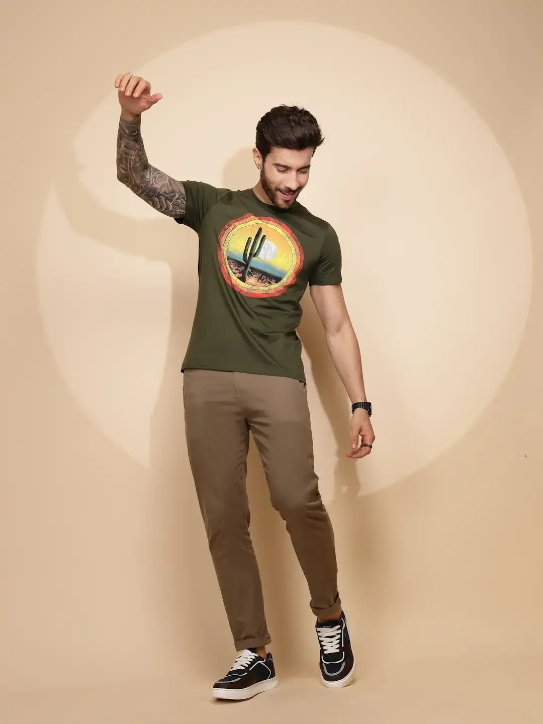 Green Cotton Regular Fit T-Shirt - Global Republic
