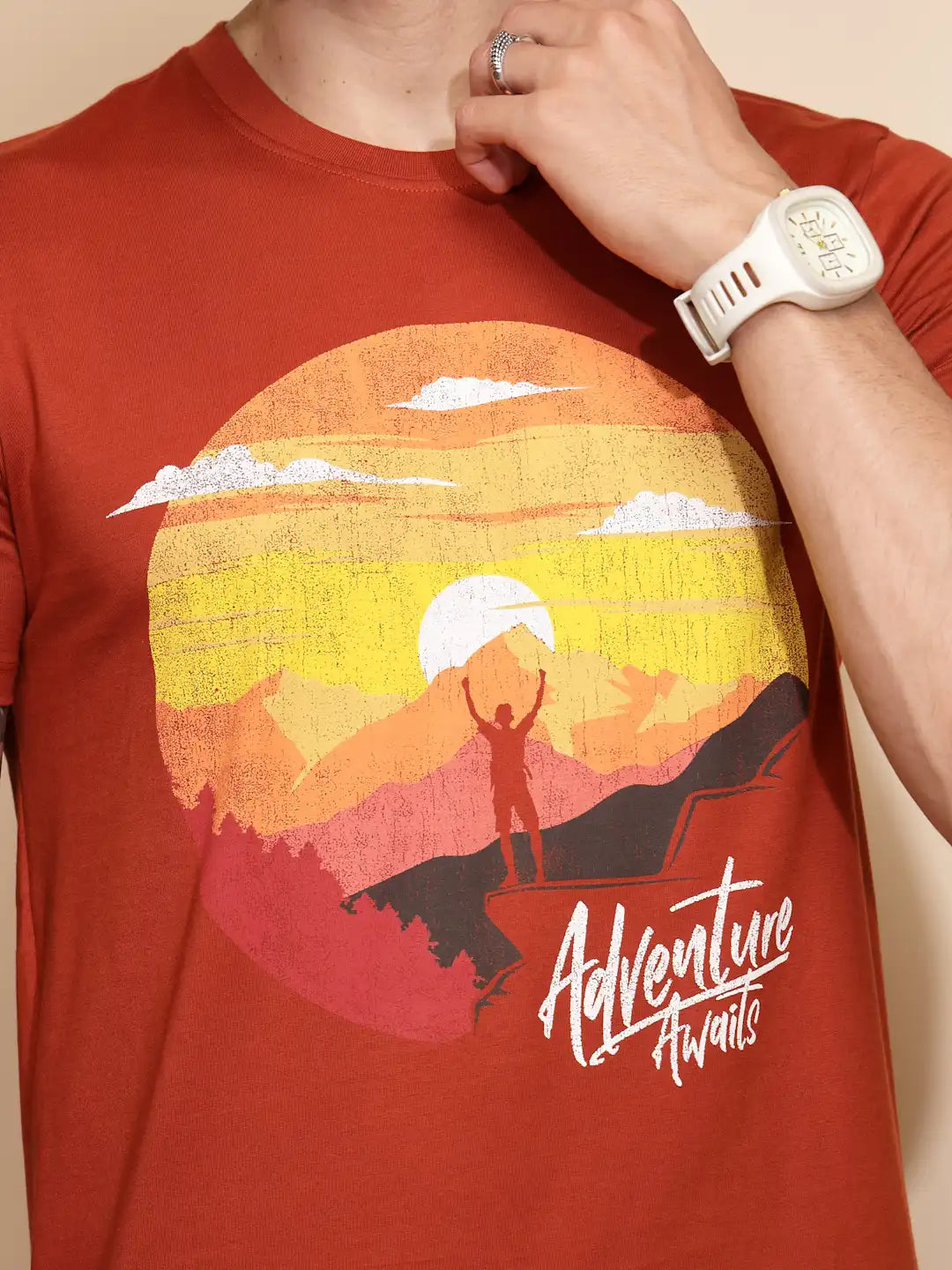 Orange Cotton Regular Fit T-Shirt - Global Republic