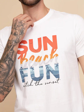 White Cotton Regular Fit T-Shirt - Global Republic