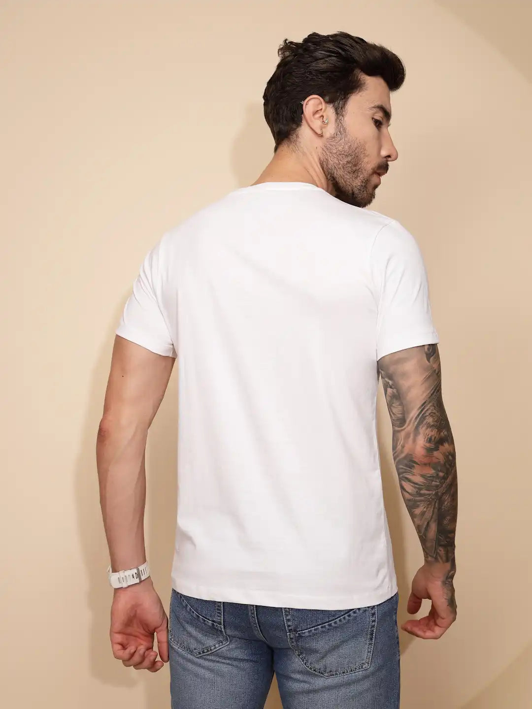 White Cotton Regular Fit T-Shirt - Global Republic