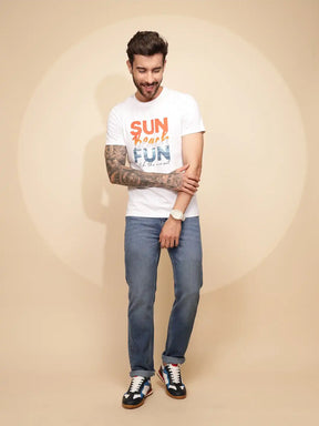 White Cotton Regular Fit T-Shirt - Global Republic