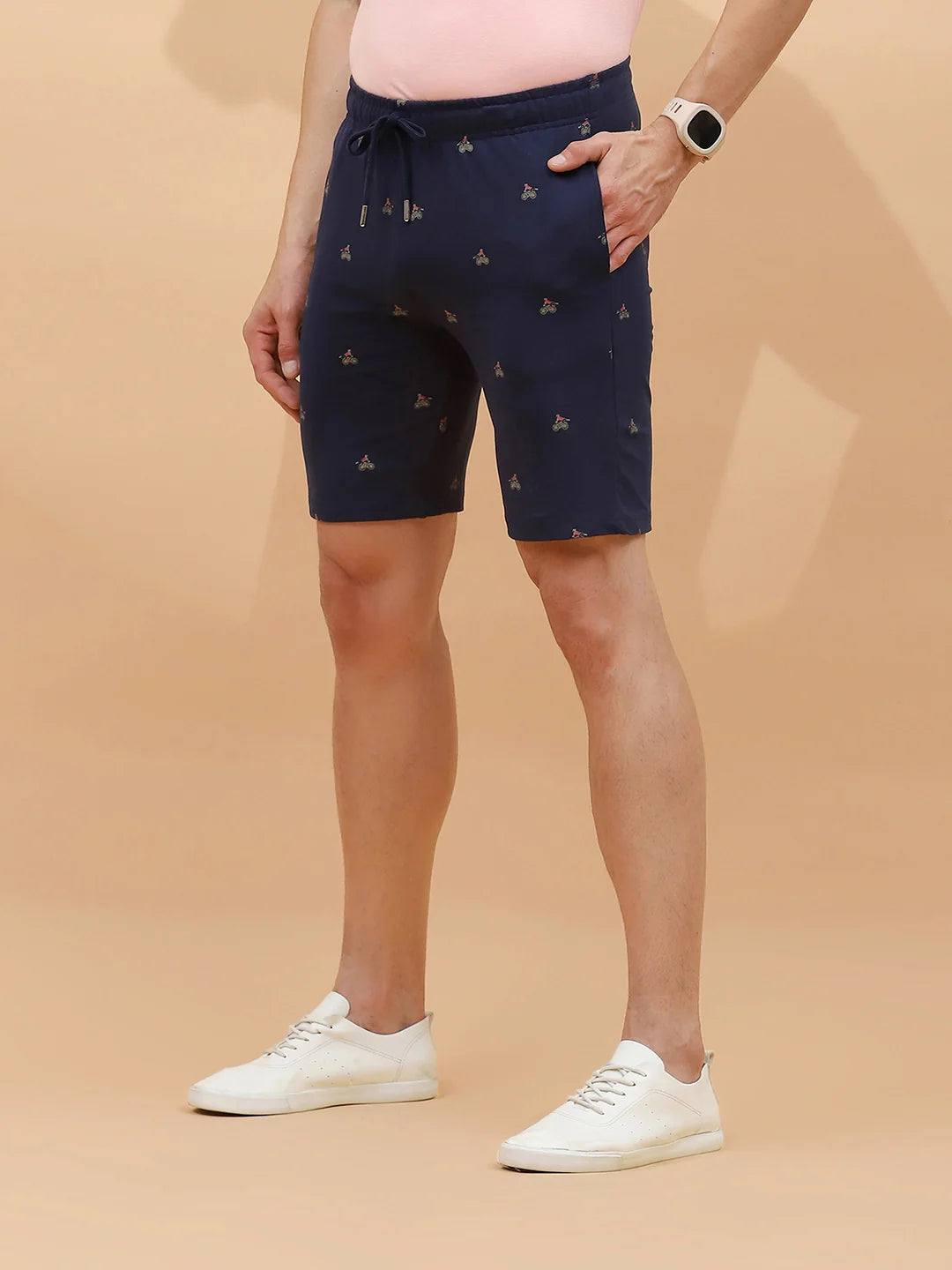 Navy Cotton Regular Fit Shorts For Men - Global Republic #