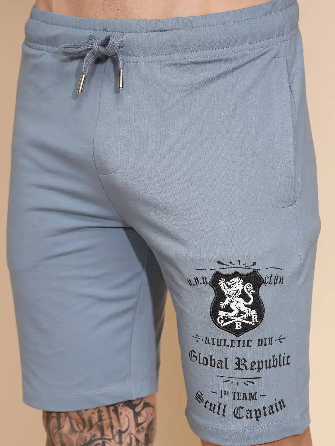 Blue Cotton Regular Fit Short For Men - Global Republic