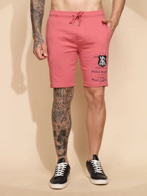 Pink Cotton Regular Fit Shorts For Men