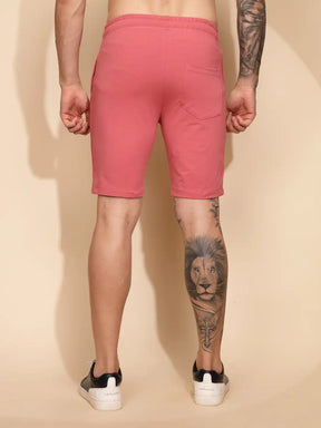 Pink Cotton Regular Fit Shorts For Men