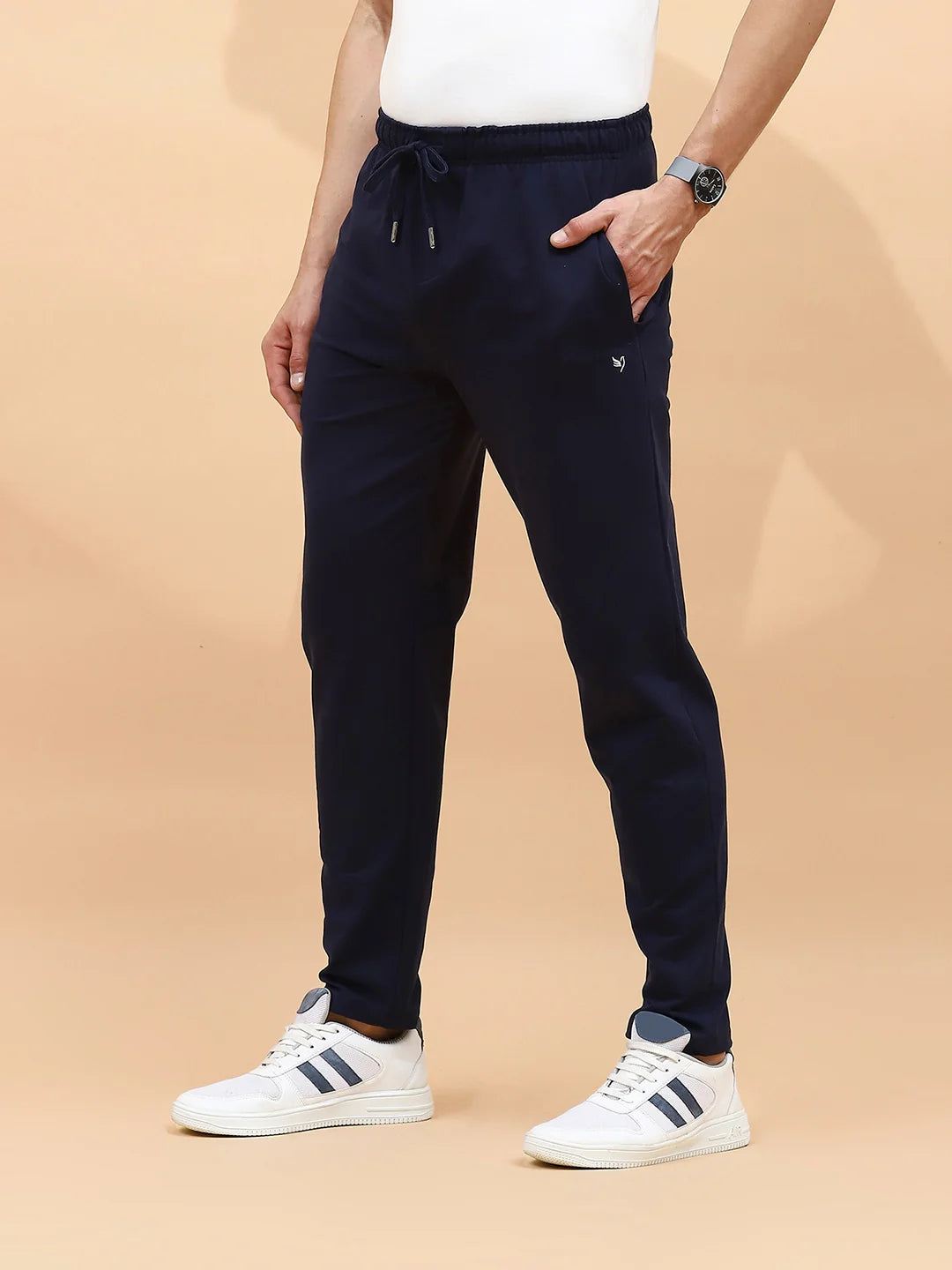 Navy Cotton Regular Fit Lower For Men - Global Republic