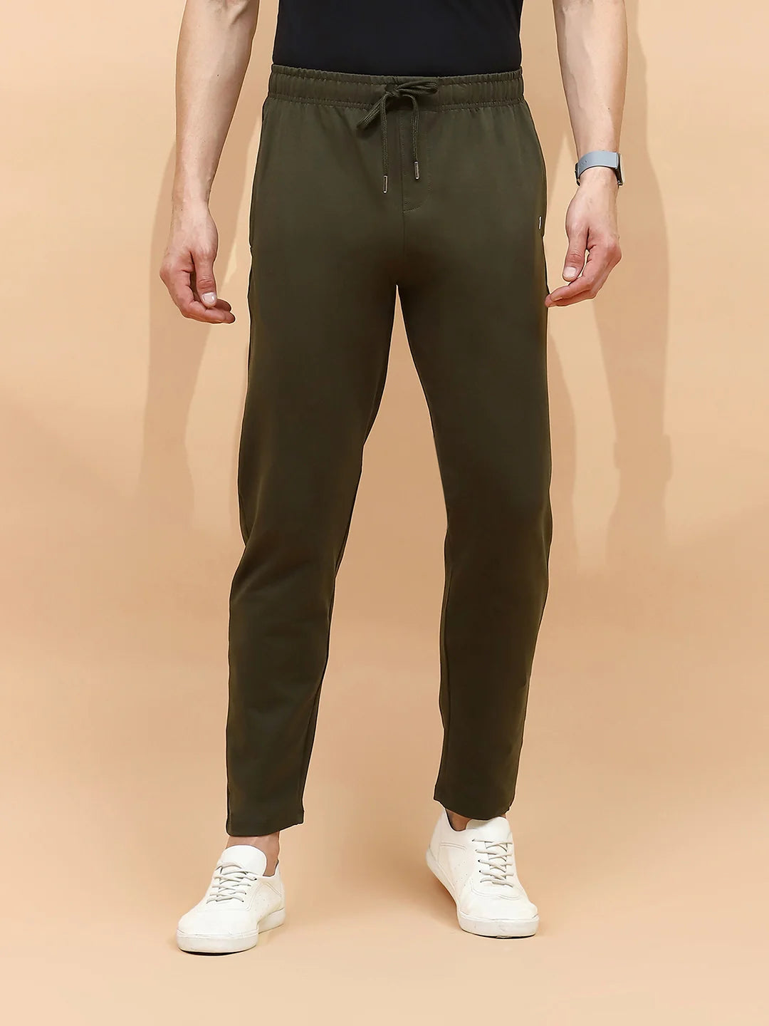 Olive Cotton Regular Fit Lower For Men