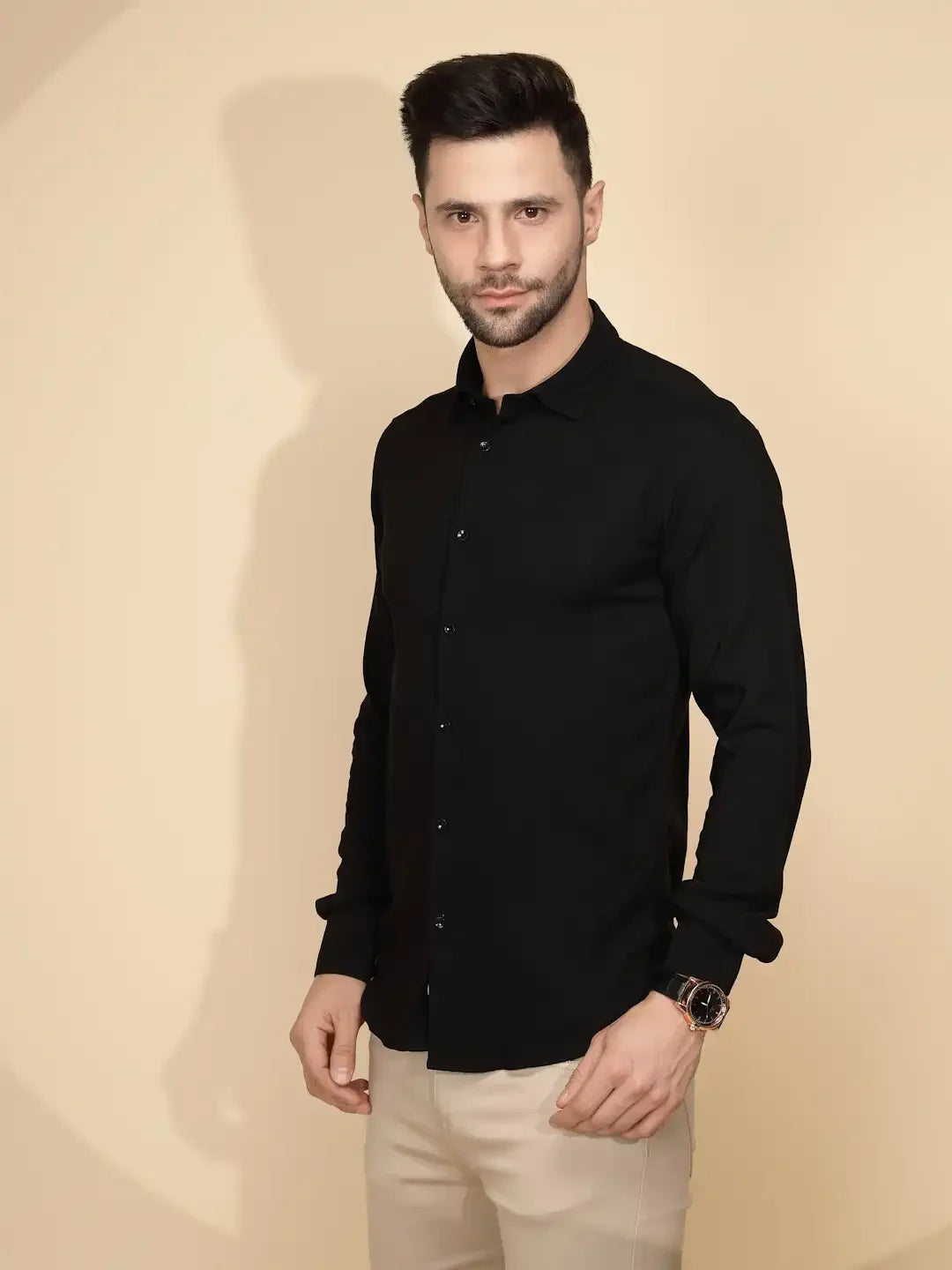 Black  Tailored Fit Shirt For Men - Global Republic