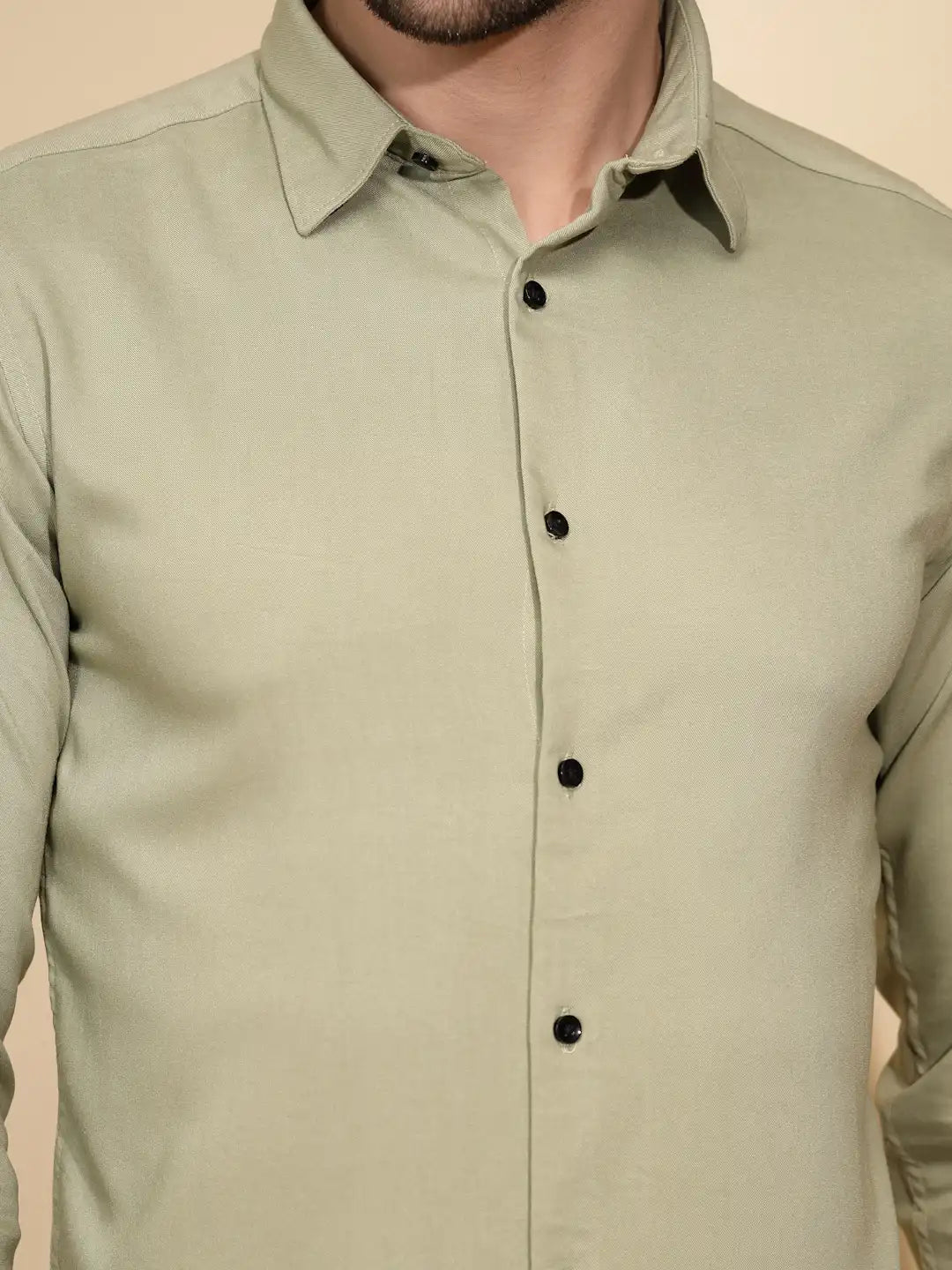 Olive  Tailored Fit Shirt For Men - Global Republic