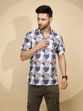 Blue Rayon Tailored Fit Shirt For Men