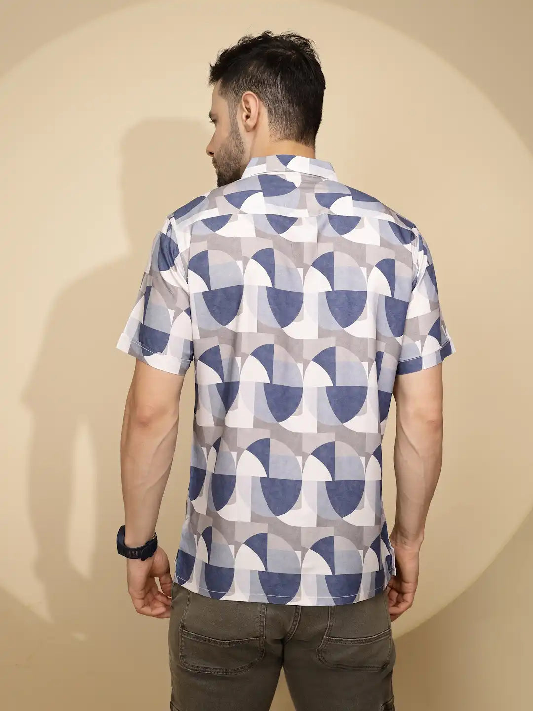Blue Rayon Tailored Fit Shirt For Men - Global Republic