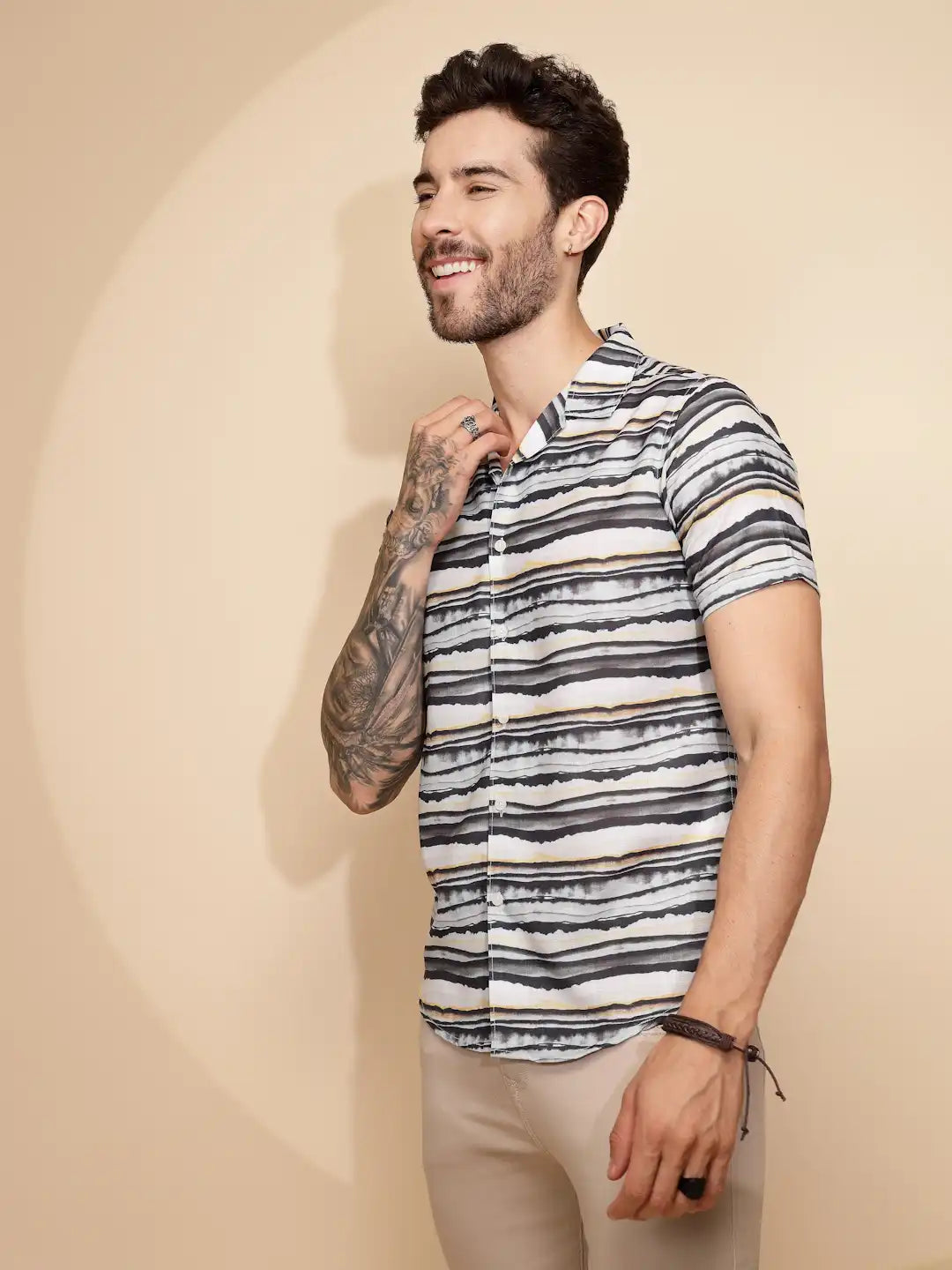 Multicolor Rayon Regular Fit Shirt For Men - Global Republic