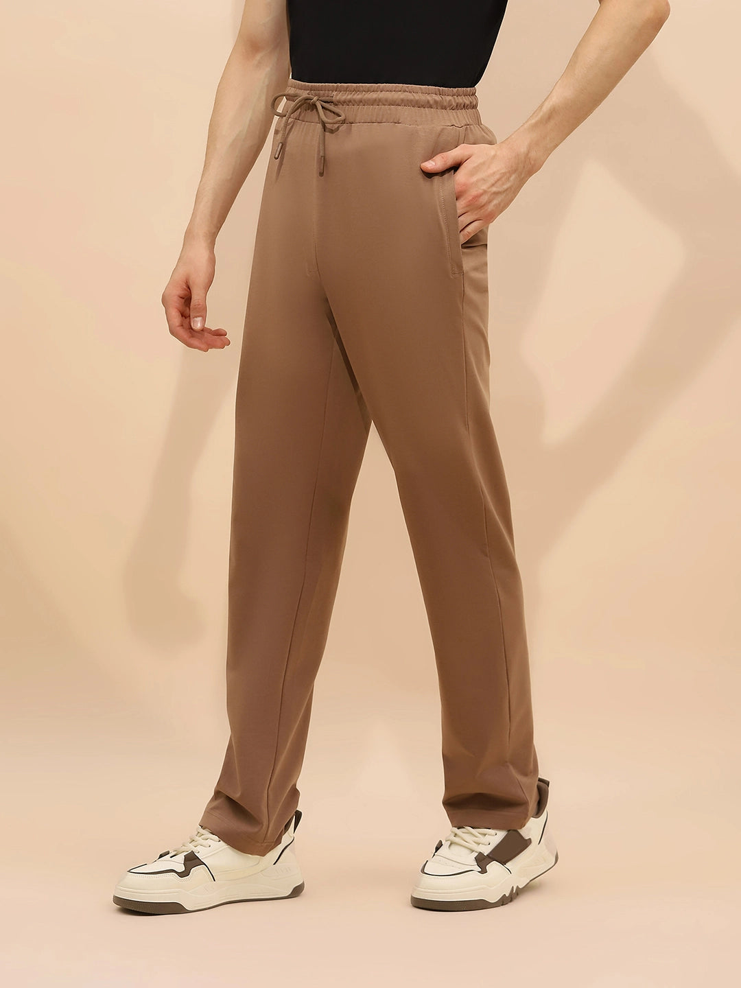 Camel Cotton Blend Regular Fit Lower For Men
