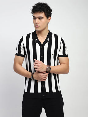 Monochrome Striped Viscose Shirt