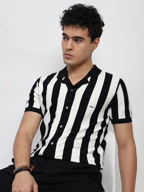 Monochrome Striped Viscose Shirt