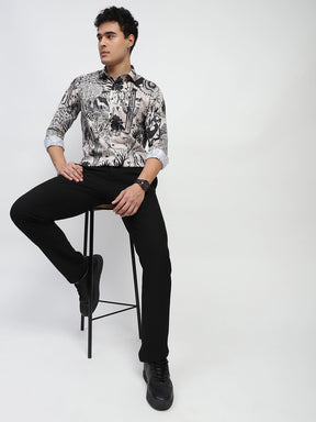 Tropical Print Cotton Regular Fit Shirt