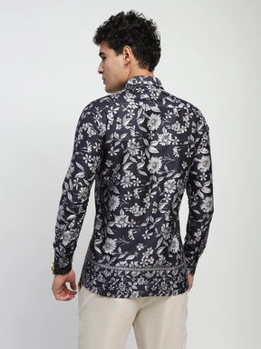 Black Floral Cotton Shirt