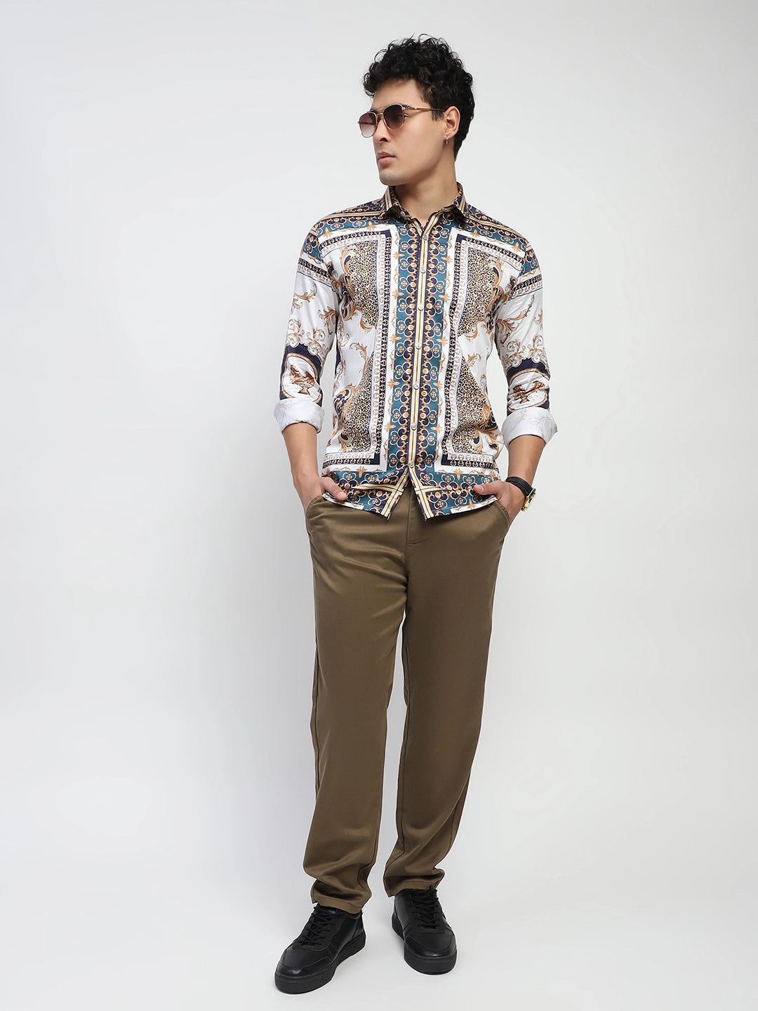 Abstract Animal Print Cotton Shirt