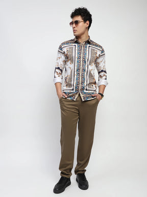 Abstract Animal Print Cotton Shirt