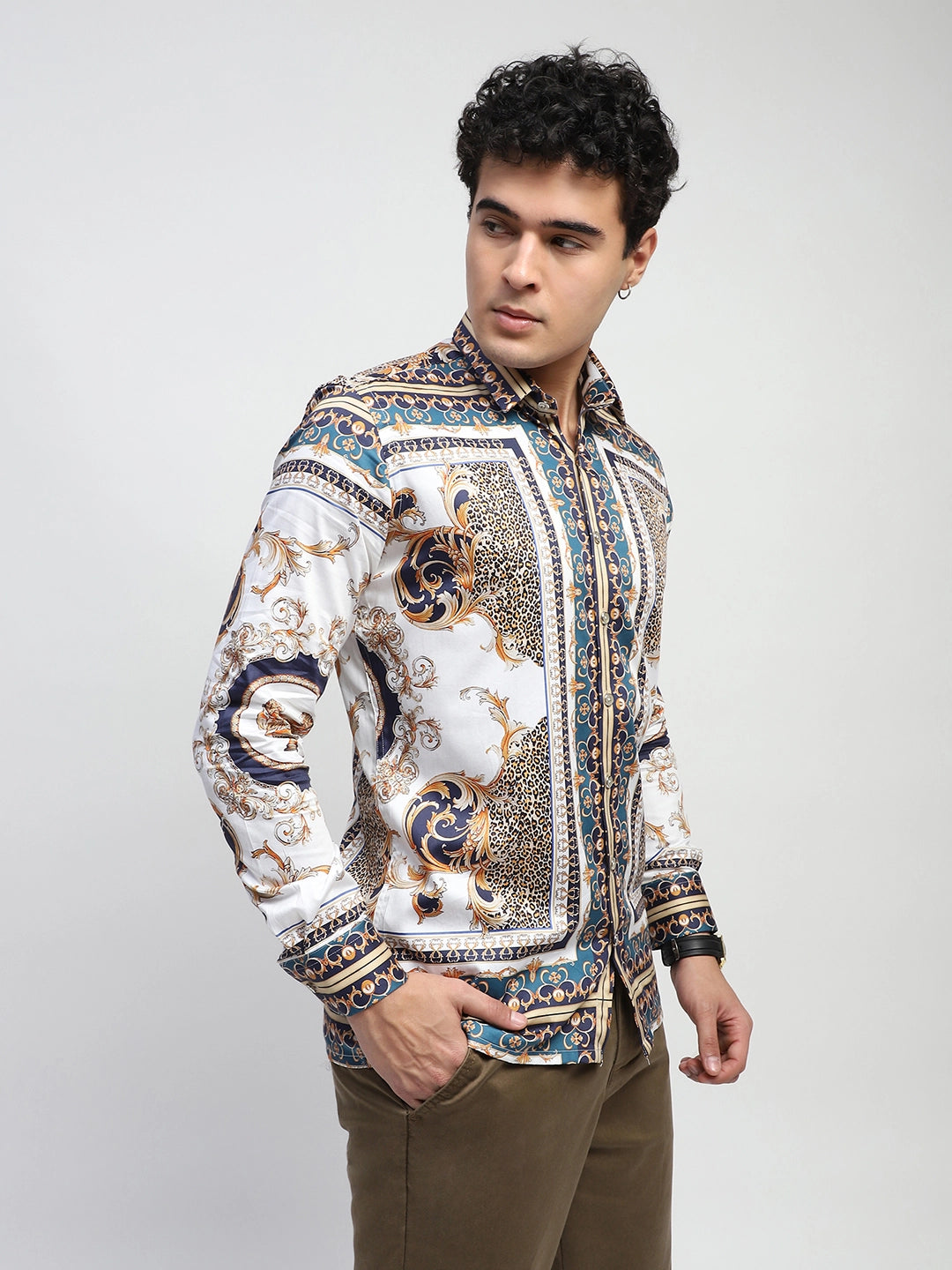 Abstract Animal Print Cotton Shirt