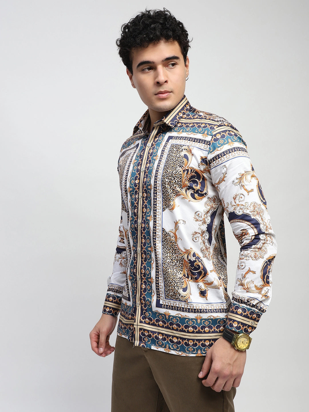 Abstract Animal Print Cotton Shirt