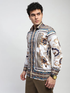 Abstract Animal Print Cotton Shirt