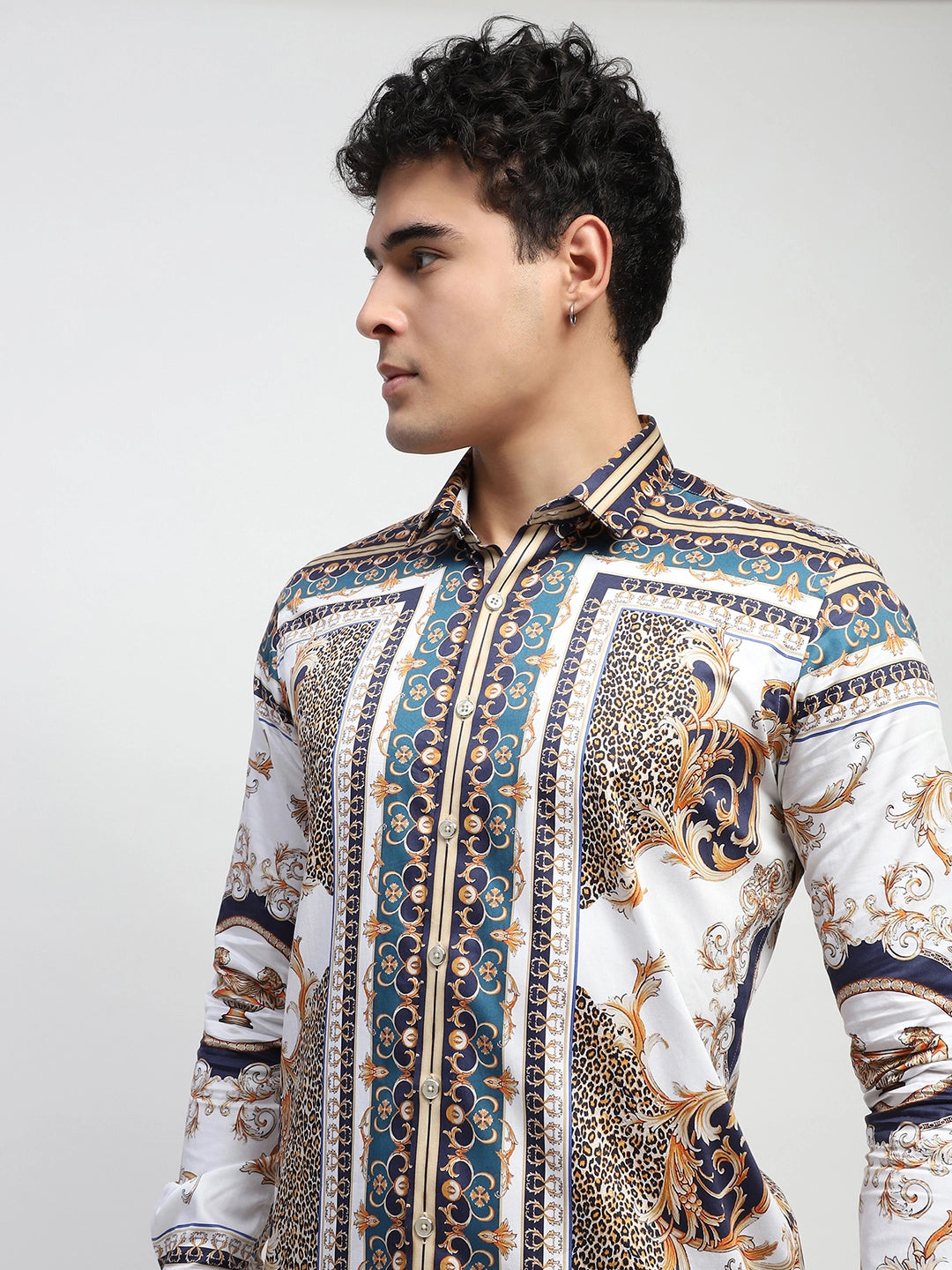 Abstract Animal Print Cotton Shirt