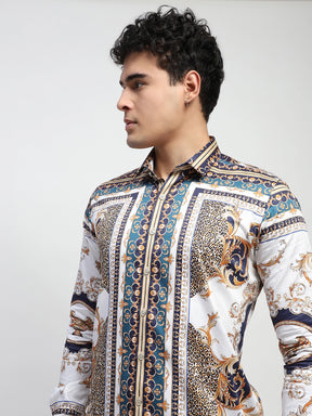Abstract Animal Print Cotton Shirt