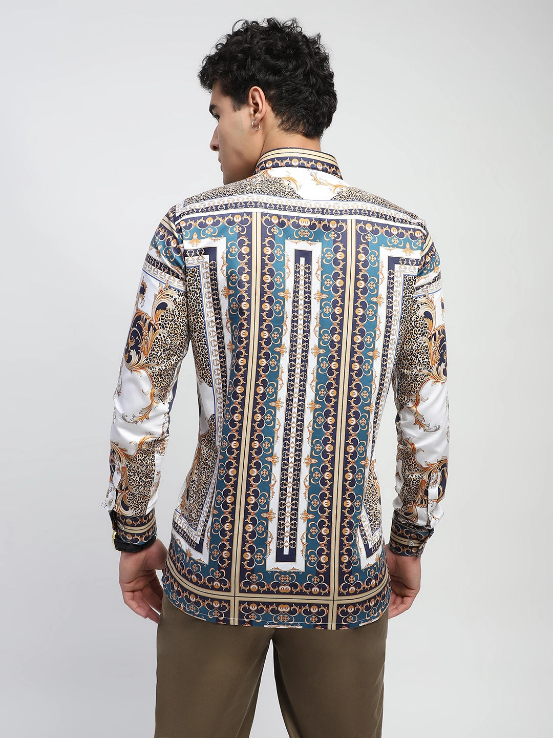 Abstract Animal Print Cotton Shirt