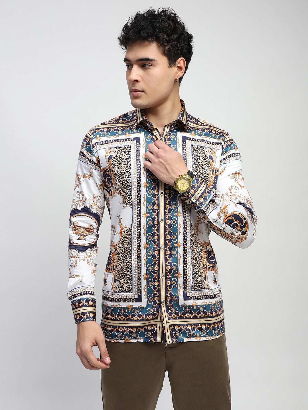 Abstract Animal Print Cotton Shirt