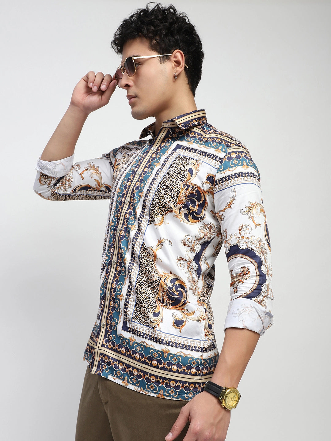 Abstract Animal Print Cotton Shirt