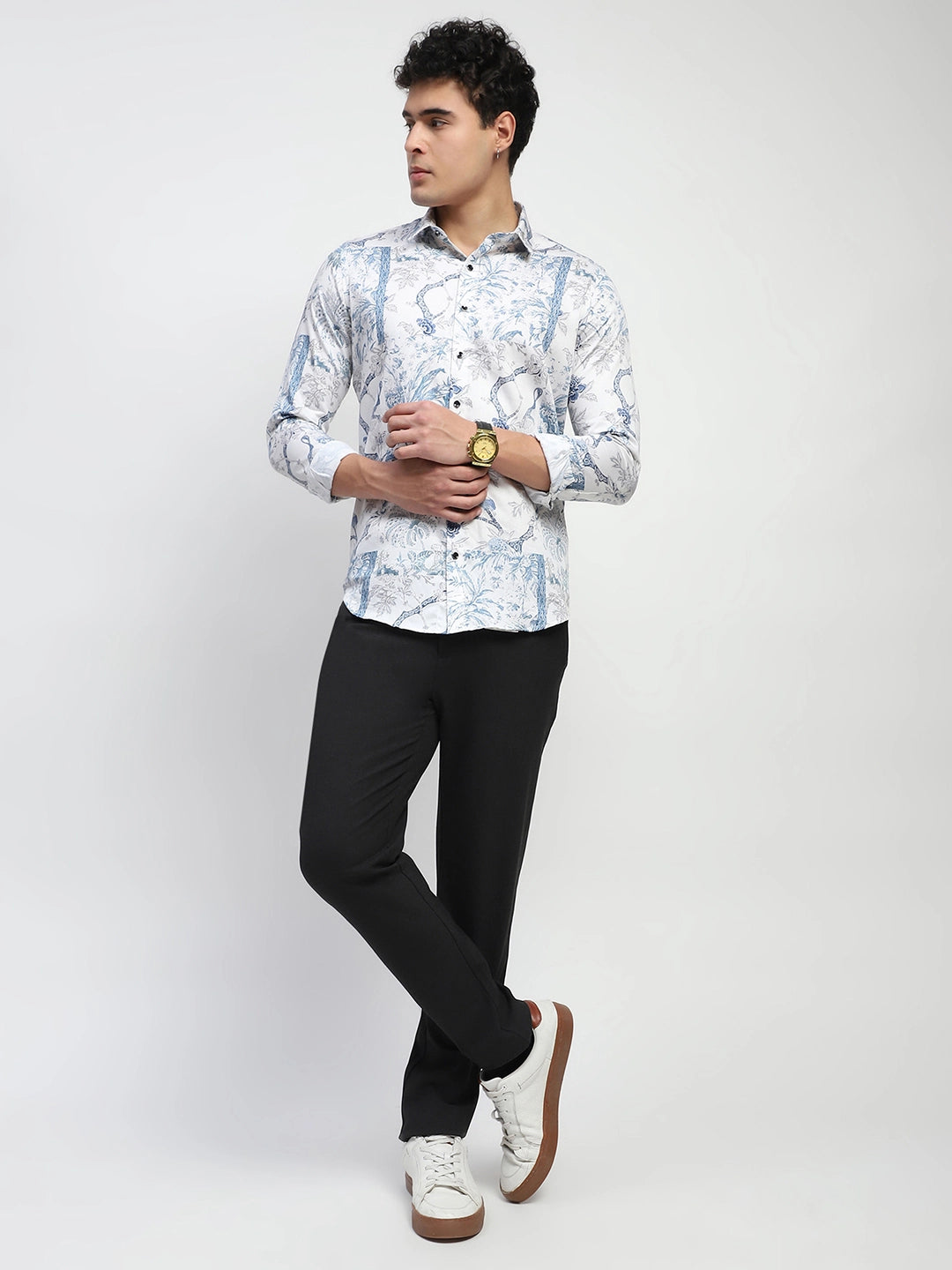 White Tropical Cotton Regular Fit Shirt - Global Republic