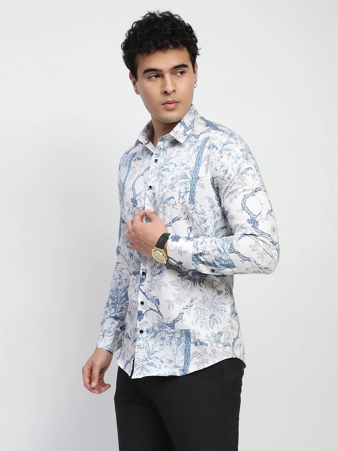 White Tropical Cotton Regular Fit Shirt - Global Republic