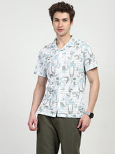Abstract Print Polyester Shirt