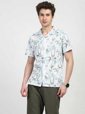 Abstract Print Polyester Shirt