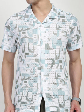 Abstract Print Polyester Shirt