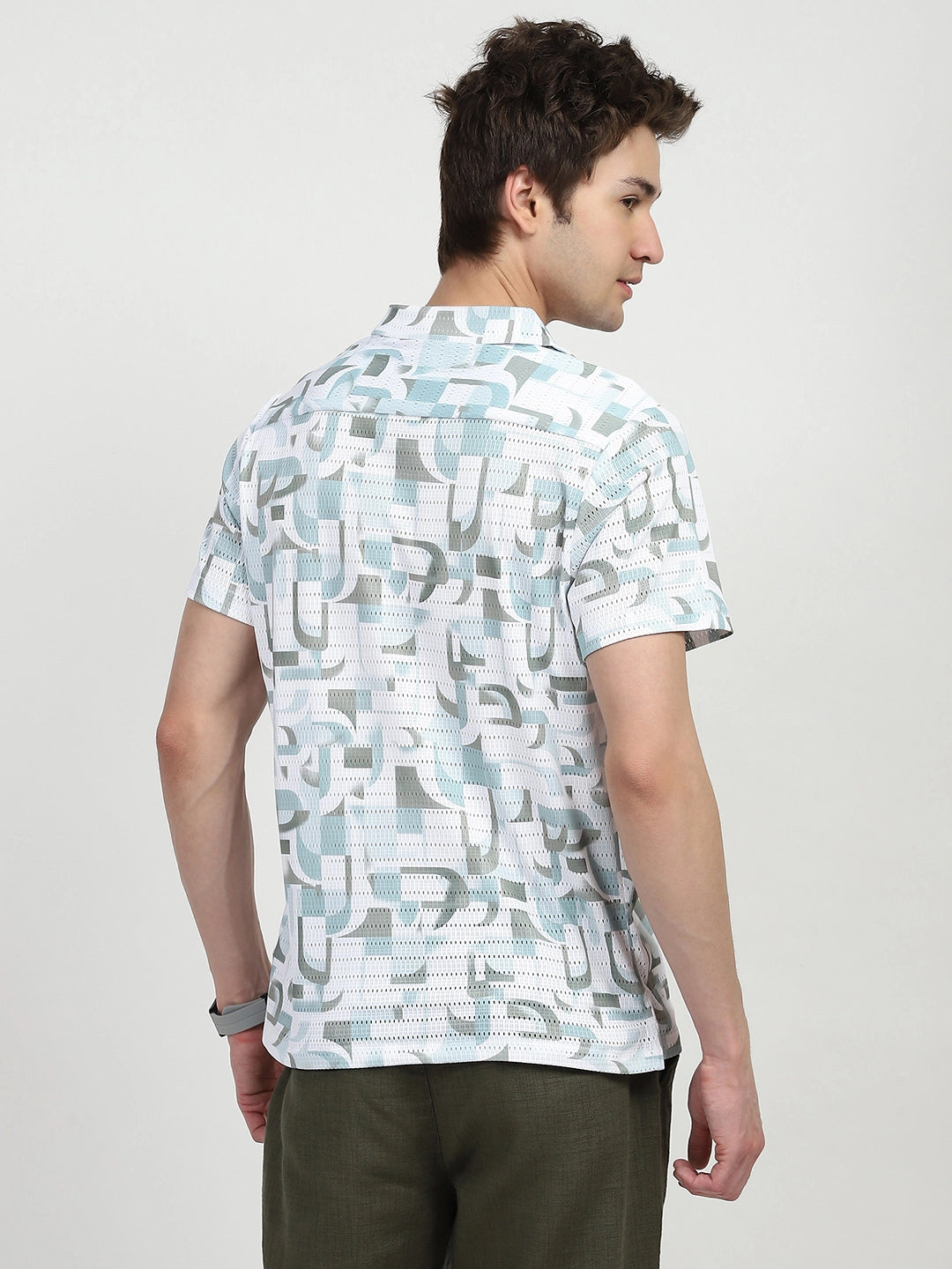 Abstract Print Polyester Shirt