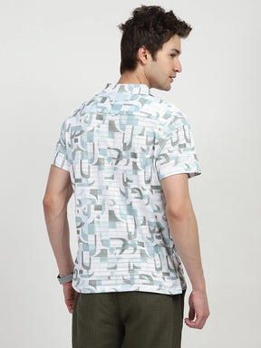 Abstract Print Polyester Shirt