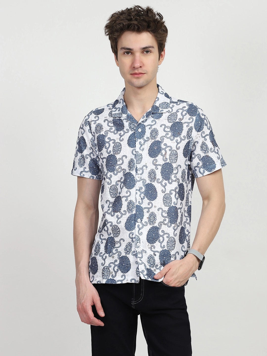 Floral Print Polyester Shirt