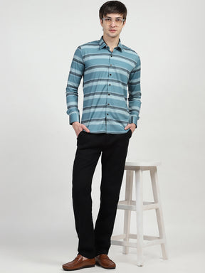 Blue Striped Nylon Blend Shirt